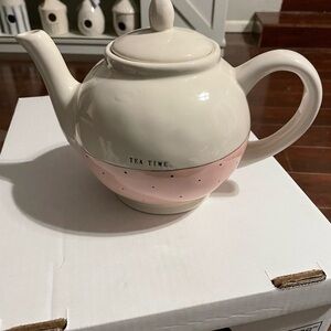 Rae Dunn Pink and Cream Teapot